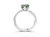 Platinum Fancy Green Heart Cut Diamond Solitaire Pavé Engagement Ring with Round Band and Prong Setting_3