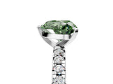 Platinum Fancy Green Heart Cut Diamond Solitaire Pavé Engagement Ring with Round Band and Prong Setting_5