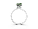 Platinum Fancy Green Heart Cut Diamond Solitaire Ring with Classic Band and Four-Prong Setting_15