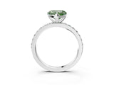 Platinum Fancy Green Heart  Cut Diamond Solitaire with Pave Band and Four-Prong Setting 4