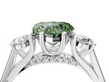Platinum Fancy Green Heart Cut Diamond Three-Stone Engagement Ring with Prong Setting and Pavé Band_10