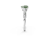 Platinum Fancy Green Heart Cut Diamond Three-Stone Ring with Prong Setting and Pavé Band_8