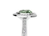Platinum Fancy Green Heart Cut Halo Bezel Diamond Pave Band Ring_11