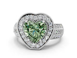 Platinum Fancy Green Heart Cut Halo Diamond Engagement Ring with Pave Split Shank and Four-Prong Setting_6