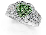 Platinum Fancy Green Heart Cut Halo Diamond Split Shank Ring with Prong Setting_25
