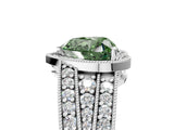 Platinum Fancy Green Heart Cut Halo Diamond Split Shank Ring with Prong Setting_29