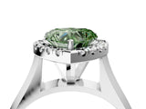 Platinum Fancy Green Heart  Cut Halo Solitaire Engagement Ring with Square Band and Four-Prong Setting_28