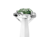 Platinum Fancy Green Heart  Cut Halo Solitaire Engagement Ring with Square Band and Four-Prong Setting_29