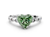 Platinum Fancy Green Heart Cut Solitaire Diamond Ring with Infinity Twist Band and Four-Prong Setting_6
