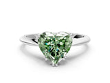 Platinum Fancy Green Heart Cut Solitaire Diamond Ring with Six-Prong Setting and Classic Band_50