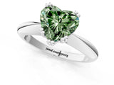 Platinum Fancy Green Heart  Cut Solitaire Engagement Ring with Tapered Band and Four-Prong Setting 2