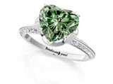 Platinum Fancy Green Heart Cut Solitaire Split Shank Pave Diamond Engagement Ring with Four-Prong Setting_7