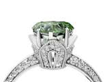 Platinum Fancy Green Heart Cut Solitaire Split Shank Pave Diamond Engagement Ring with Four-Prong Setting_88