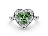 Platinum Fancy Green Heart  Halo Diamond Engagement Ring with Twisted Band and Four-Prong Setting 2