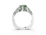 Platinum Fancy Green Heart  Solitaire Diamond Engagement Ring with Pave Band and Four-Prong Setting 3