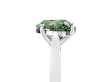 Platinum Fancy Green Heart  Solitaire Diamond Ring with Four-Prong Setting and Tapered Band