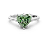 Platinum Fancy Green Heart  Solitaire Engagement Ring with Six-Prong Setting and Classic Band 1