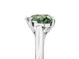 Platinum Fancy Green Heart  Solitaire Engagement Ring with Six-Prong Setting and Classic Band