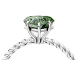 Platinum Fancy Green Heart  Solitaire Twist Band Ring with Four-Prong Setting_4