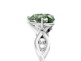 Platinum Fancy Green Heart  Solitaire Twist Band with Leaf Prong Setting 5