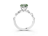 Platinum Fancy Green Heart  Solitaire Twisted Band with Prong Setting 4