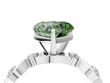 Platinum Fancy Green Heart  Solitaire Twisted Band with Prong Setting 5