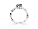 Platinum Fancy Green Heart  Solitaire Twisted Pave Diamond Ring with Four-Prong Setting_3