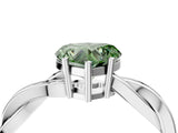 Platinum Fancy Green Heart  Solitaire Twisted Pave Diamond Ring with Four-Prong Setting_4
