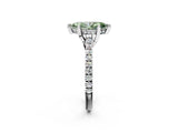 Platinum Fancy Green Marquise  Brilliant Diamond Solitaire with Pavé Band and Four-Prong Setting 2