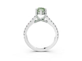 Platinum Fancy Green Marquise  Brilliant Diamond Solitaire with Pavé Band and Four-Prong Setting 3