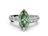 Platinum Fancy Green Marquise  Brilliant Solitaire with Side Stones on a Pave Band and Four-Prong Setting_12