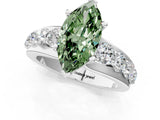 Platinum Fancy Green Marquise  Brilliant Solitaire with Side Stones on a Pave Band and Four-Prong Setting_13