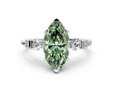 Platinum Fancy Green Marquise Cut Brilliant Three-Stone Pave Band with Four-Prong Setting_6