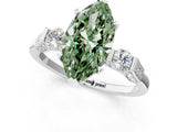 Platinum Fancy Green Marquise Cut Brilliant Three-Stone Pave Band with Four-Prong Setting_7