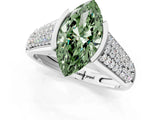 Platinum Fancy Green Marquise Cut Cut Diamond Channel Set Pave Band with Tension Prong Setting_7