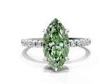 Platinum Fancy Green Marquise Cut Diamond Brilliant Solitaire Ring with Pavé Band and Four-Prong Setting_36