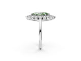 Platinum Fancy Green Marquise Cut Diamond Floral Double Halo Engagement Ring with Prong Setting_135