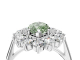 Platinum Fancy Green Marquise Cut Diamond Floral Double Halo Engagement Ring with Prong Setting_137