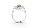 Platinum Fancy Green Marquise Cut Diamond Floral Double Halo Engagement Ring with Prong Setting_34