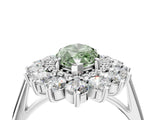 Platinum Fancy Green Marquise Cut Diamond Floral Double Halo Engagement Ring with Prong Setting_35