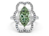 Platinum Fancy Green Marquise Cut Diamond Floral Halo Split Shank Prong Setting Ring_60