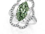 Platinum Fancy Green Marquise Cut Diamond Floral Halo Split Shank Prong Setting Ring_61