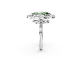 Platinum Fancy Green Marquise Cut Diamond Floral Halo Split Shank Prong Setting Ring_62