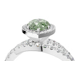 Platinum Fancy Green Marquise Cut Diamond Halo Ring with Round Split Shank and Prong Setting_4