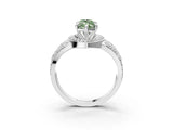 Platinum Fancy Green Marquise Cut Diamond Halo Ring with Split Shank and Bezel Accents and Four-Prong Setting_9