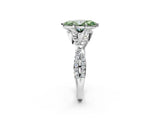 Platinum Fancy Green Marquise Cut Diamond  Halo Twist Band Solitaire Prong Setting Ring_14
