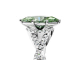 Platinum Fancy Green Marquise Cut Diamond  Halo Twist Band Solitaire Prong Setting Ring_17