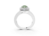Platinum Fancy Green Marquise Cut Diamond Milgrain Halo Engagement Ring with Round Pavé Band and Prong Setting_15