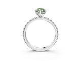 Platinum Fancy Green Marquise Cut Diamond Pavé Solitaire Ring with Round Band and Prong Setting_3