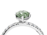 Platinum Fancy Green Marquise Cut Diamond Pavé Solitaire Ring with Round Band and Prong Setting_4